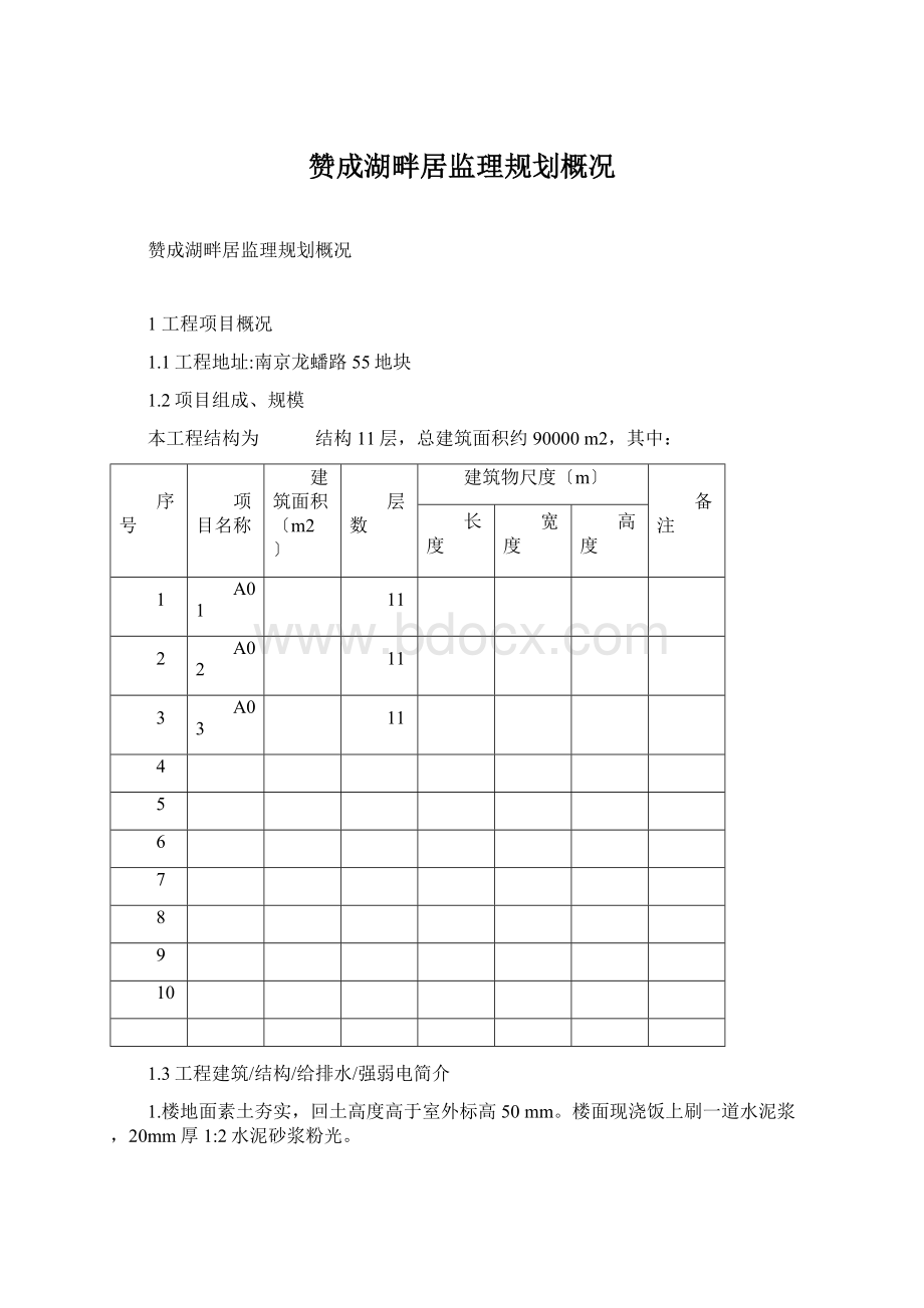 赞成湖畔居监理规划概况.docx