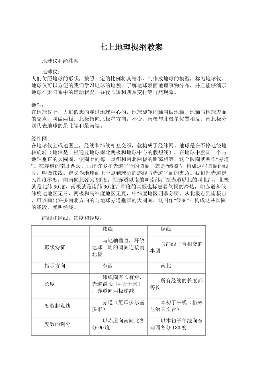 七上地理提纲教案.docx_第1页