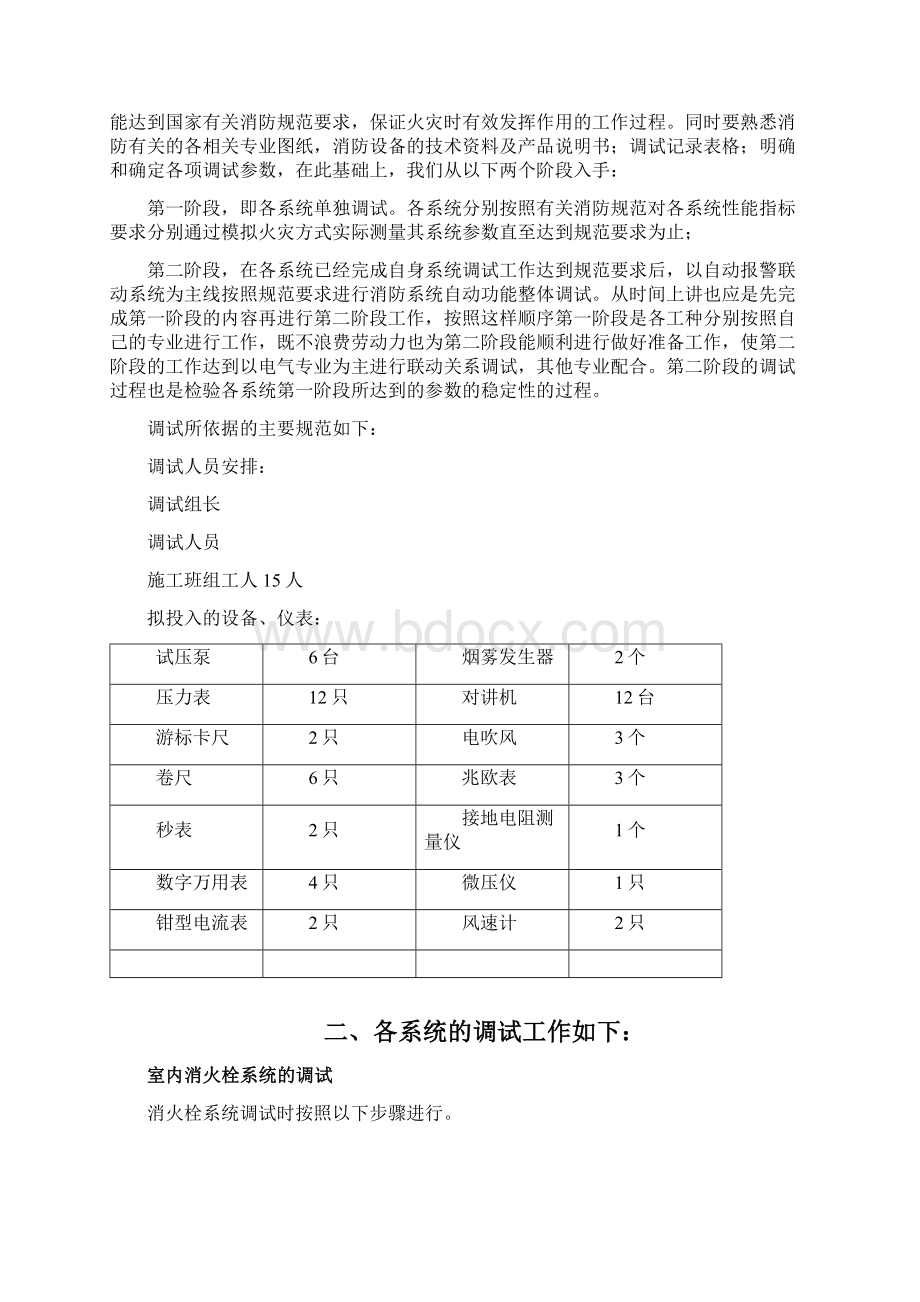 武汉某医院病房楼消防系统调试施工方案Word文档格式.docx_第3页