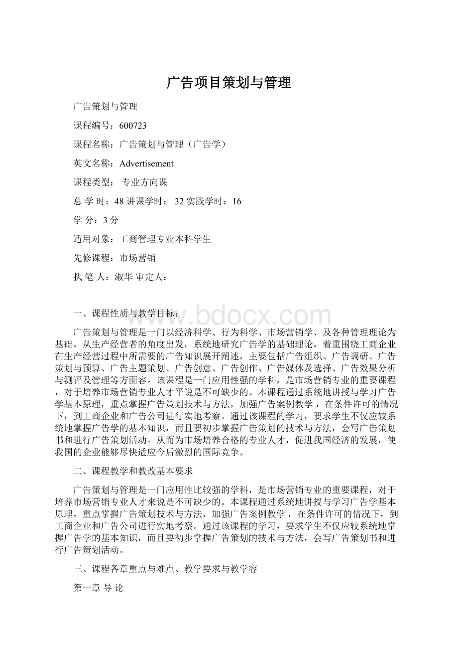 广告项目策划与管理文档格式.docx