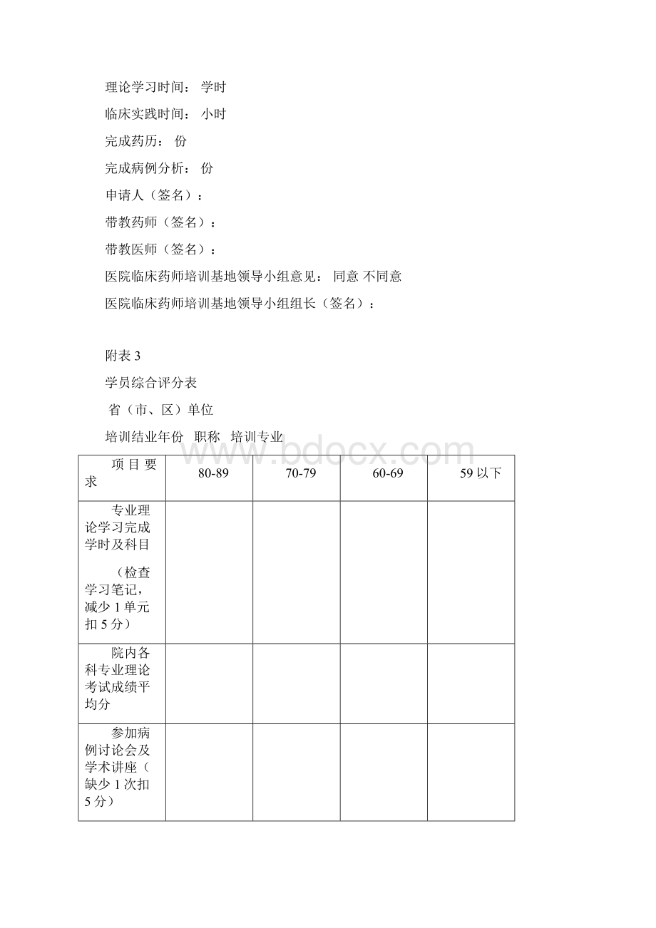 临床药师培训试点基地学员考核方案.docx_第3页