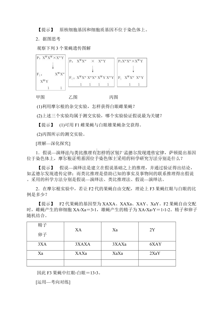 全国版版高考生物一轮复习第5单元遗传定律和伴性遗传第3讲基因在染色体上和伴性遗传学案Word文档下载推荐.docx_第3页