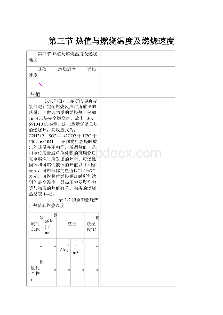 第三节 热值与燃烧温度及燃烧速度Word下载.docx