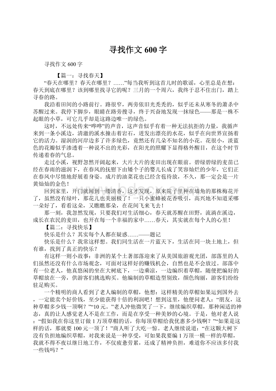 寻找作文600字.docx