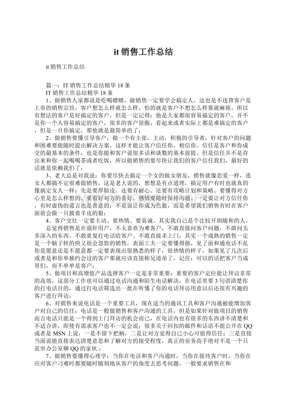 it销售工作总结Word文档格式.docx