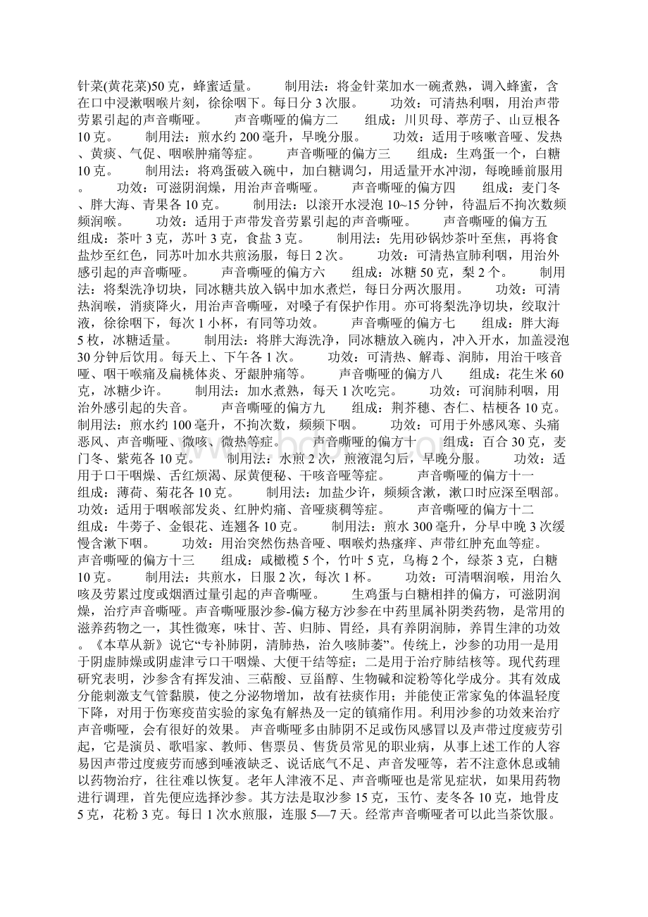 中医偏方声音嘶哑方集解析.docx_第3页