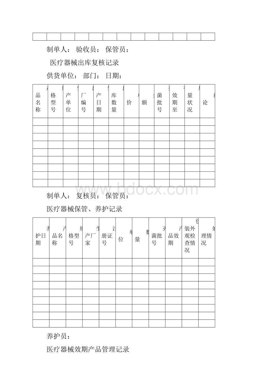 医疗器械管企业经营许可证办理现场验收记录表Word格式文档下载.docx_第2页