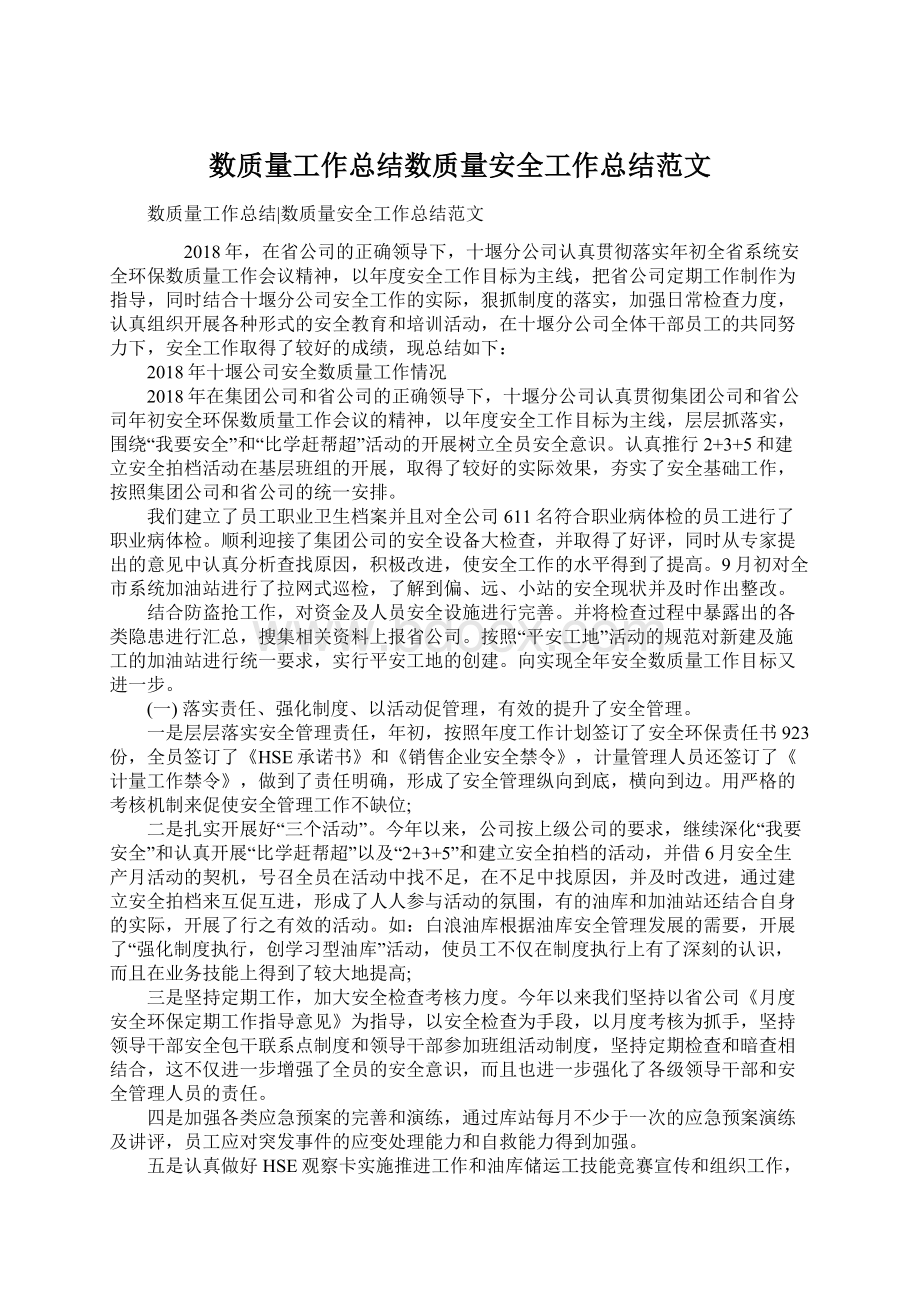 数质量工作总结数质量安全工作总结范文.docx_第1页