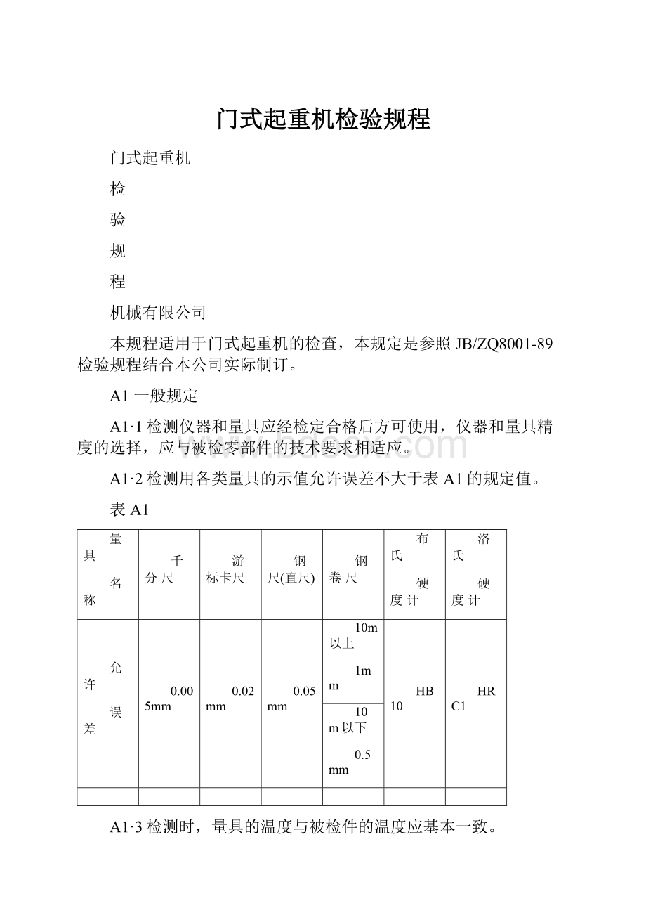 门式起重机检验规程Word文件下载.docx