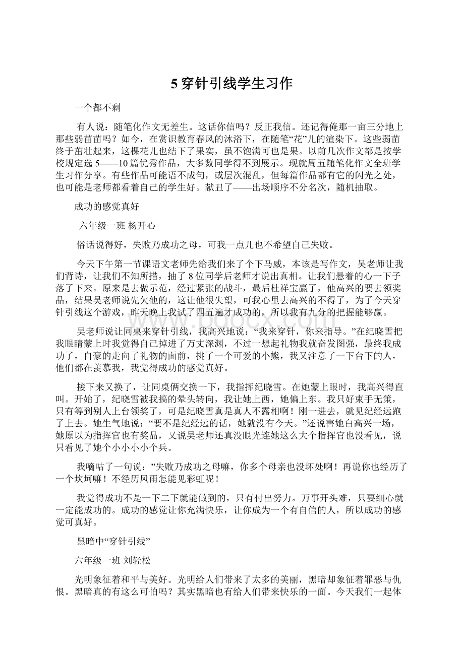 5穿针引线学生习作.docx