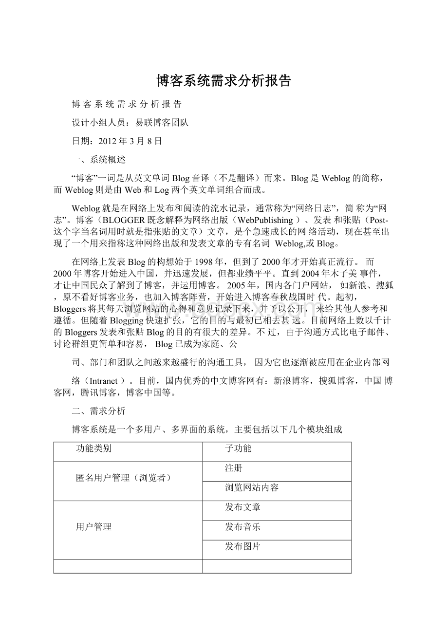 博客系统需求分析报告.docx