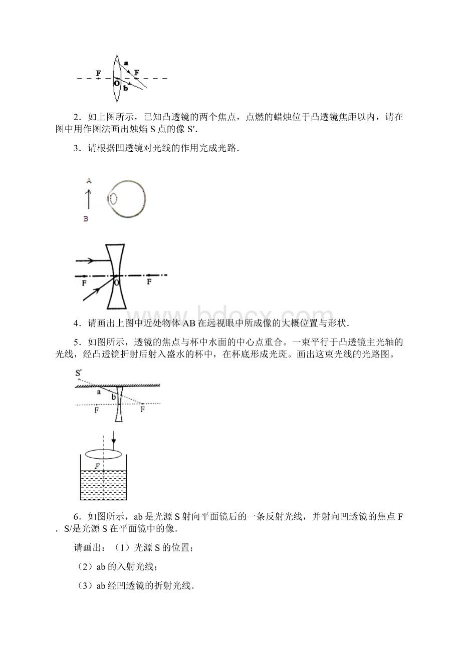 凸透镜成像作图训练题资料讲解.docx_第2页