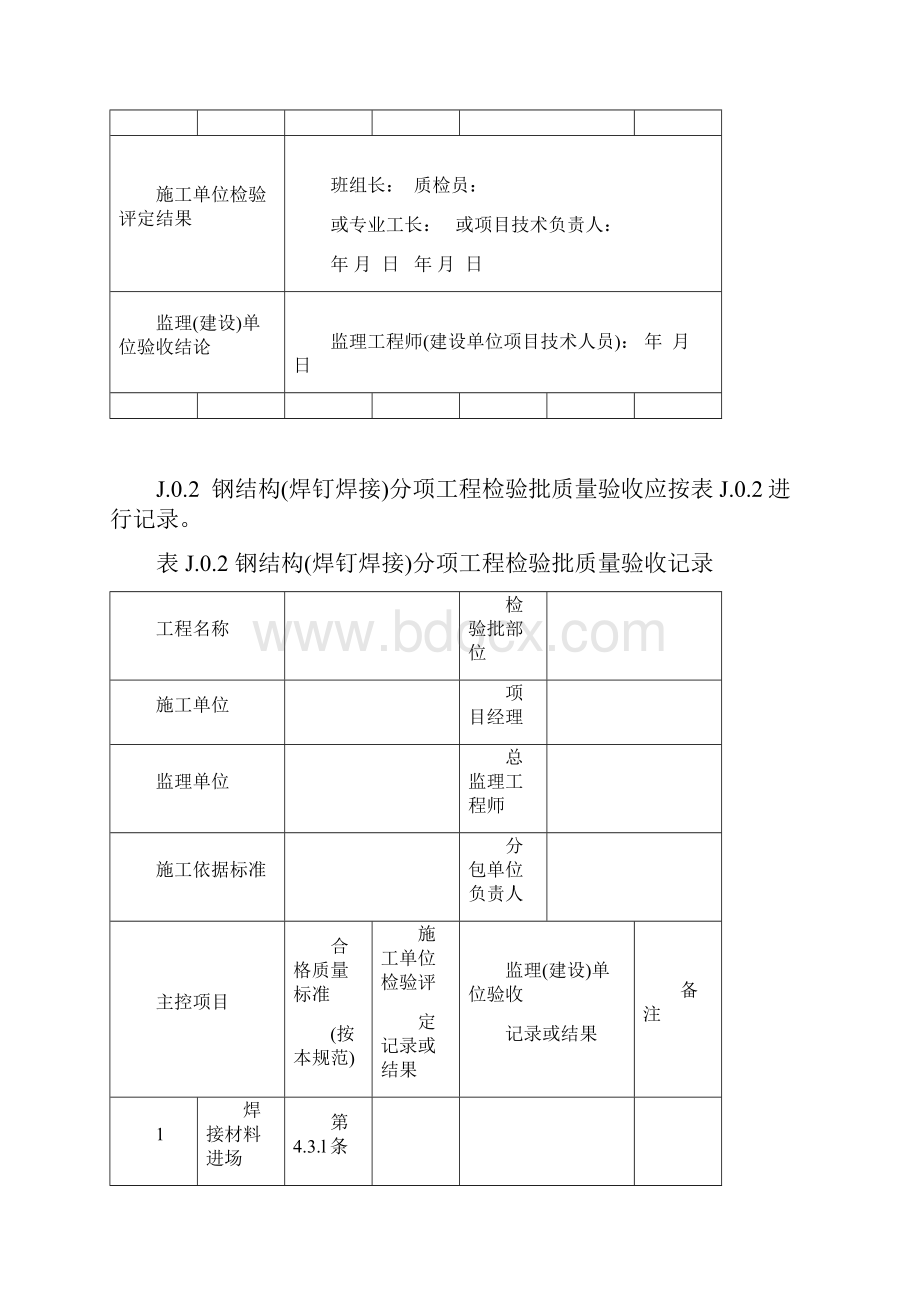 附录J钢结构分项工程检验批质量验收记录表Word文件下载.docx_第3页