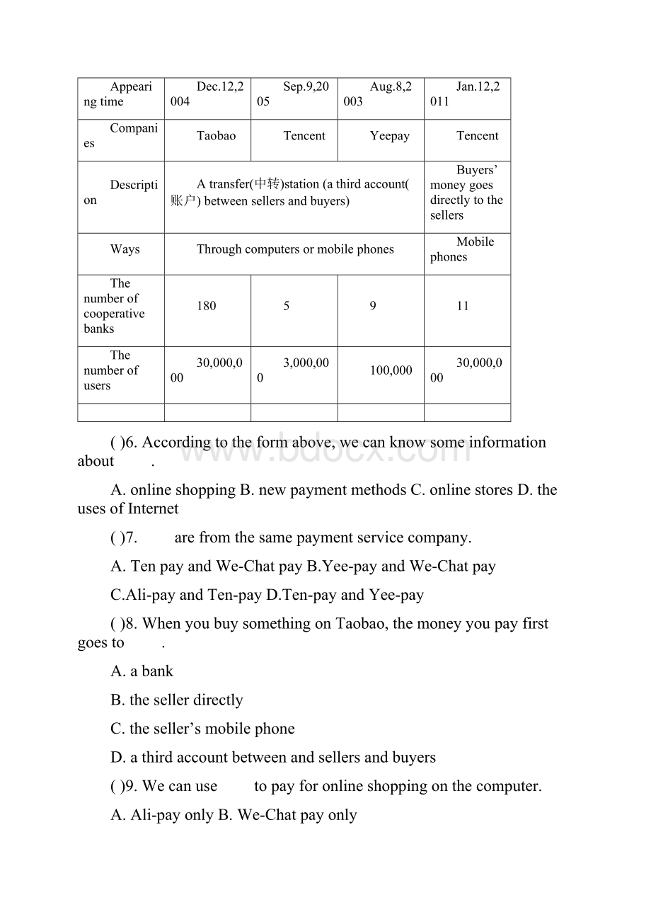 人教版中考英语阅读理解提升练习精选试题 精编Word版.docx_第3页