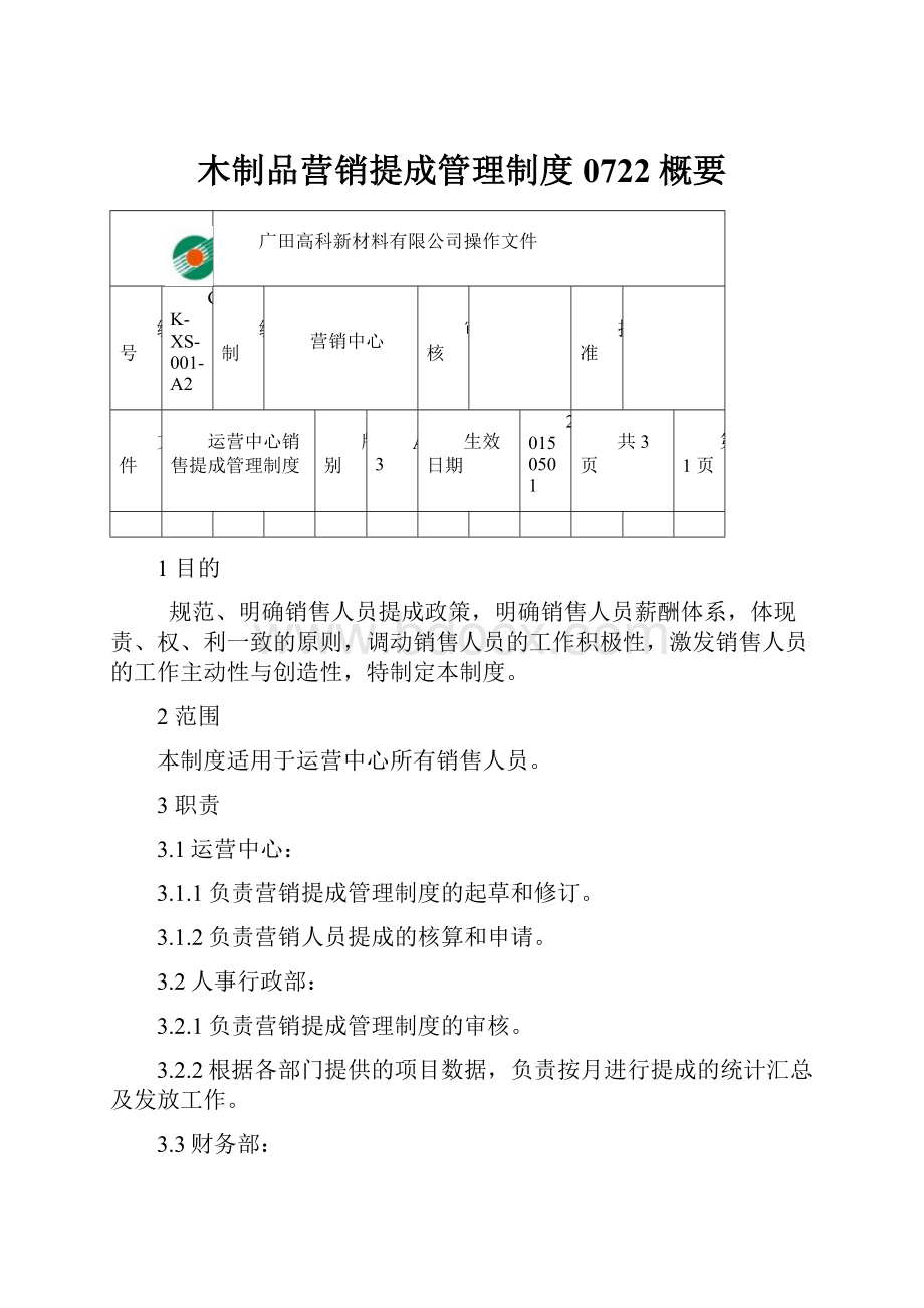 木制品营销提成管理制度0722概要.docx