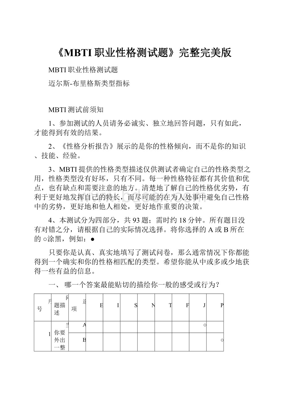 《MBTI职业性格测试题》完整完美版.docx_第1页