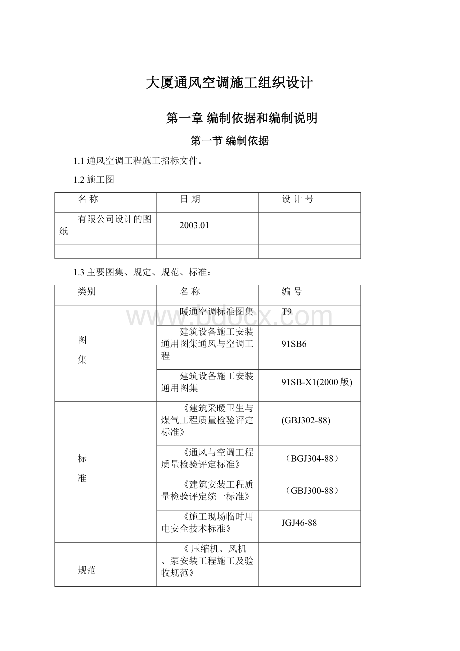 大厦通风空调施工组织设计.docx_第1页