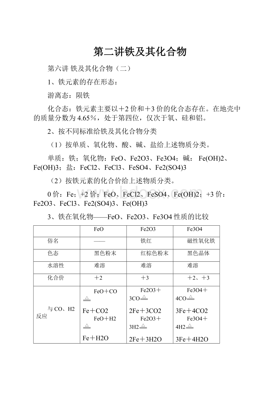 第二讲铁及其化合物.docx