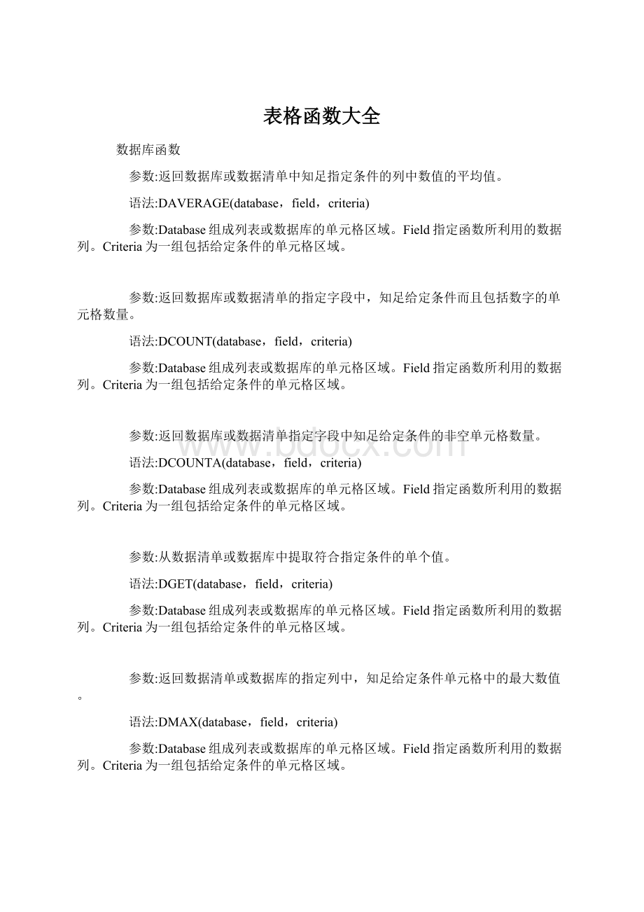 表格函数大全Word格式文档下载.docx