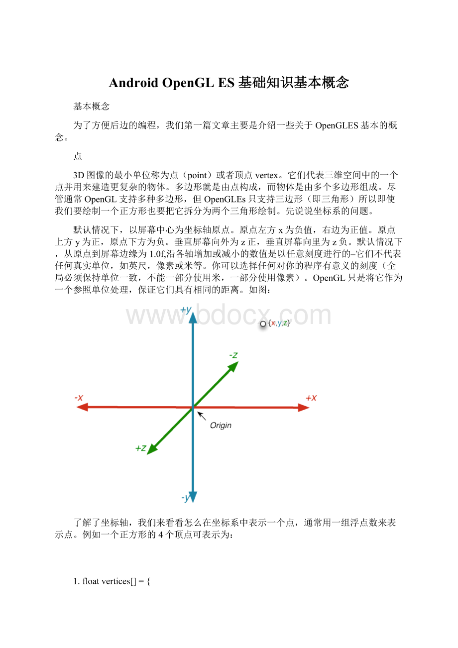 AndroidOpenGL ES基础知识基本概念.docx