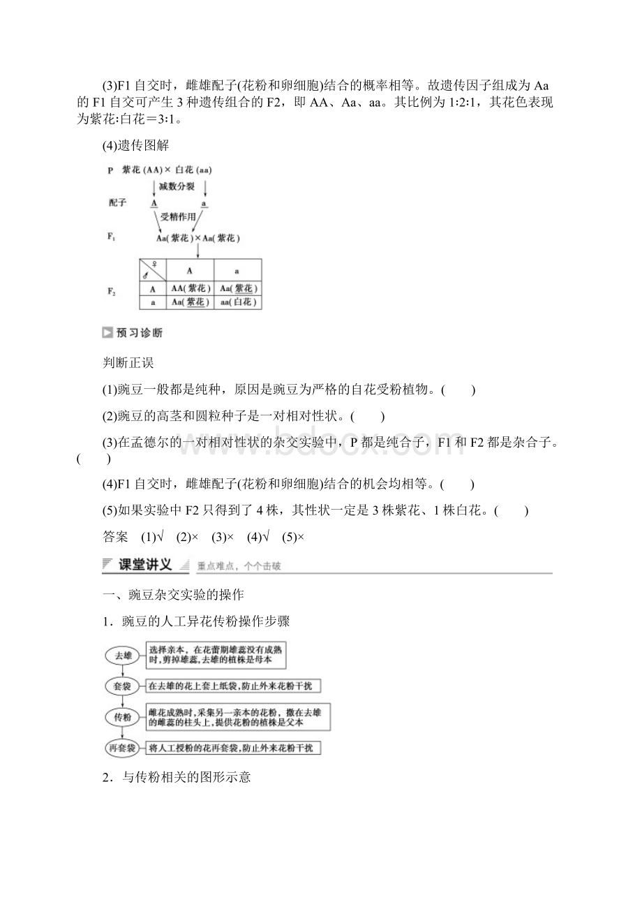 学年高中生物苏教版必修二学案文档第三章 第一节 基因的分离定律Ⅰ.docx_第2页