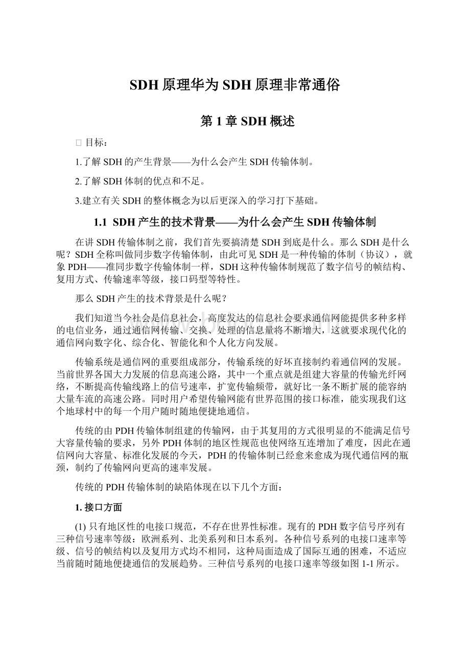 SDH原理华为SDH原理非常通俗Word文档下载推荐.docx_第1页