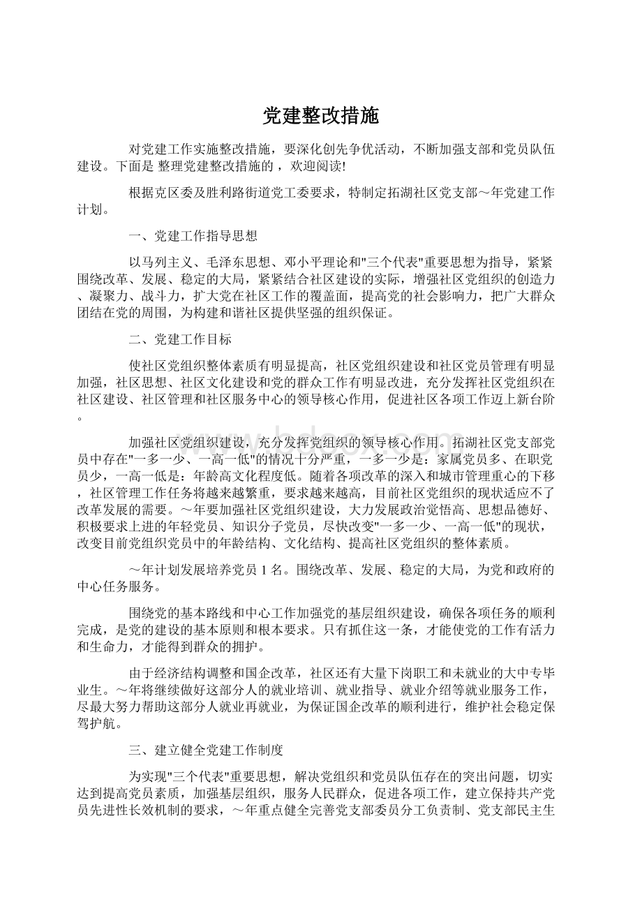 党建整改措施Word格式文档下载.docx