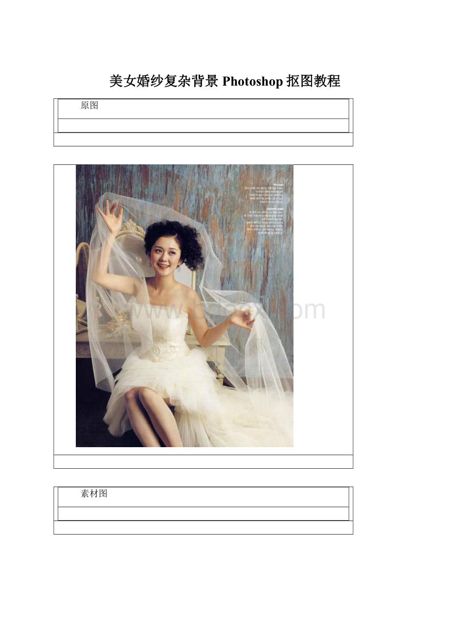 美女婚纱复杂背景Photoshop抠图教程.docx