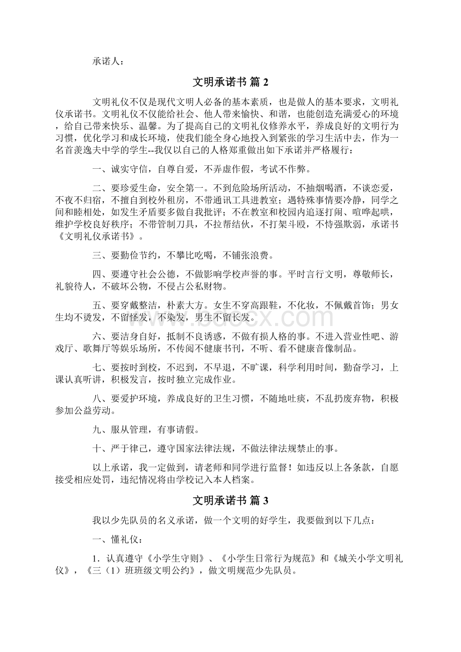 关于文明承诺书8篇文档格式.docx_第2页