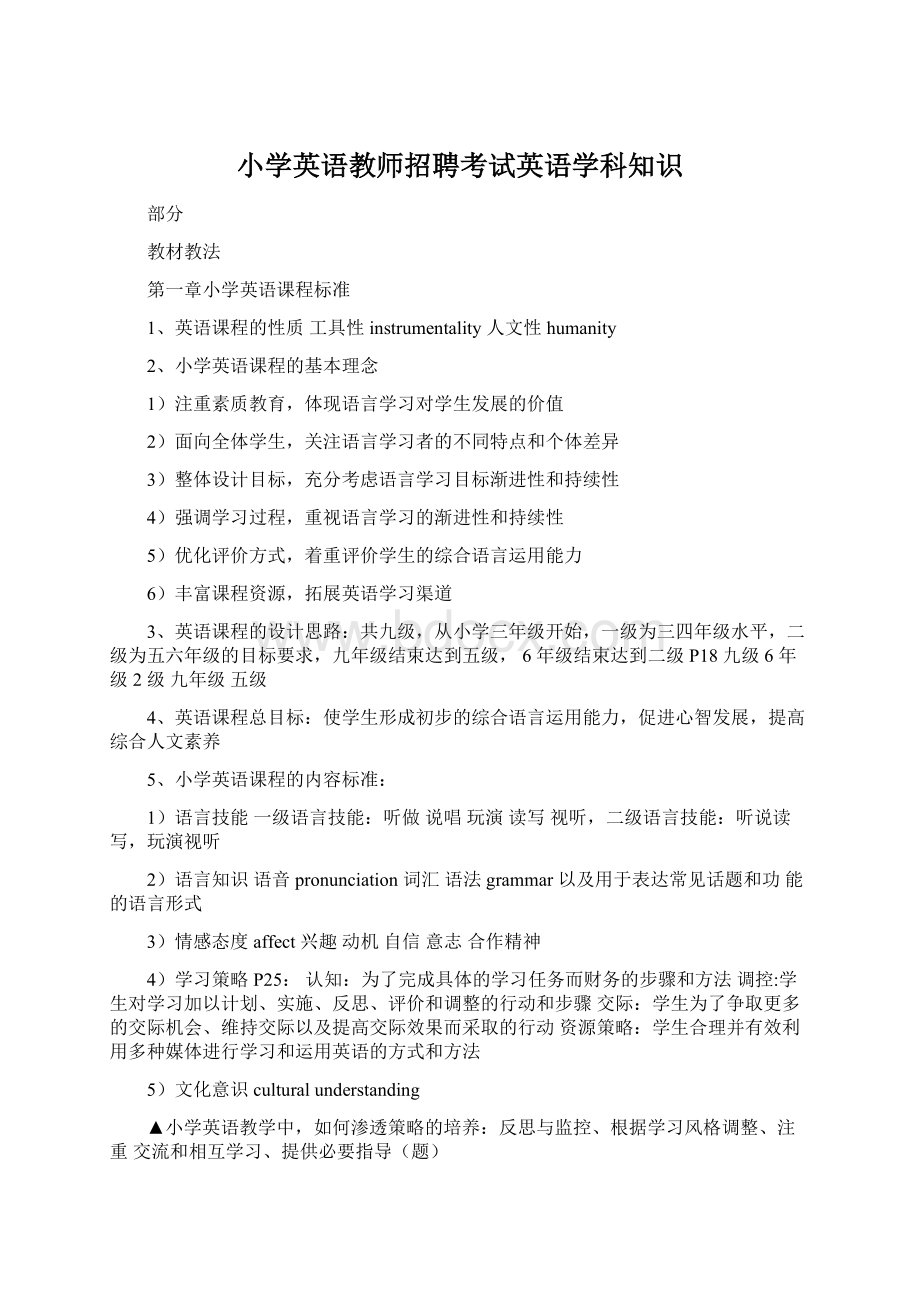 小学英语教师招聘考试英语学科知识.docx_第1页