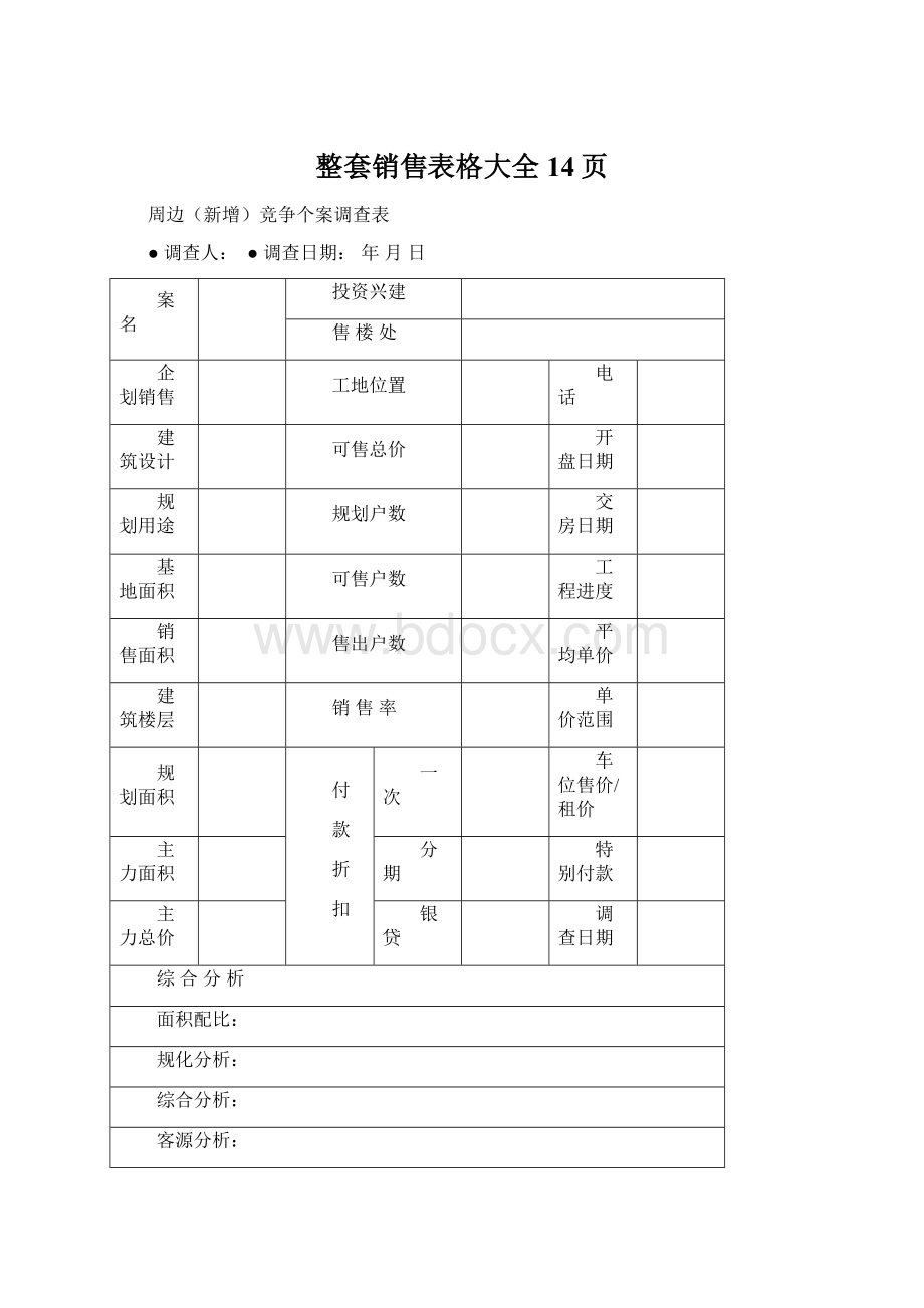 整套销售表格大全 14页.docx_第1页