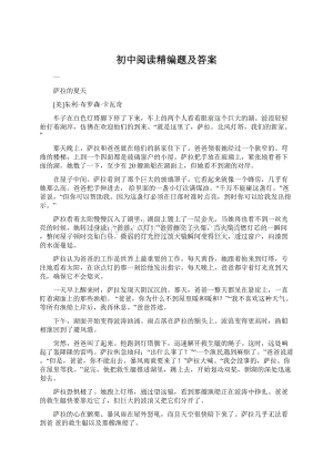 初中阅读精编题及答案Word格式.docx