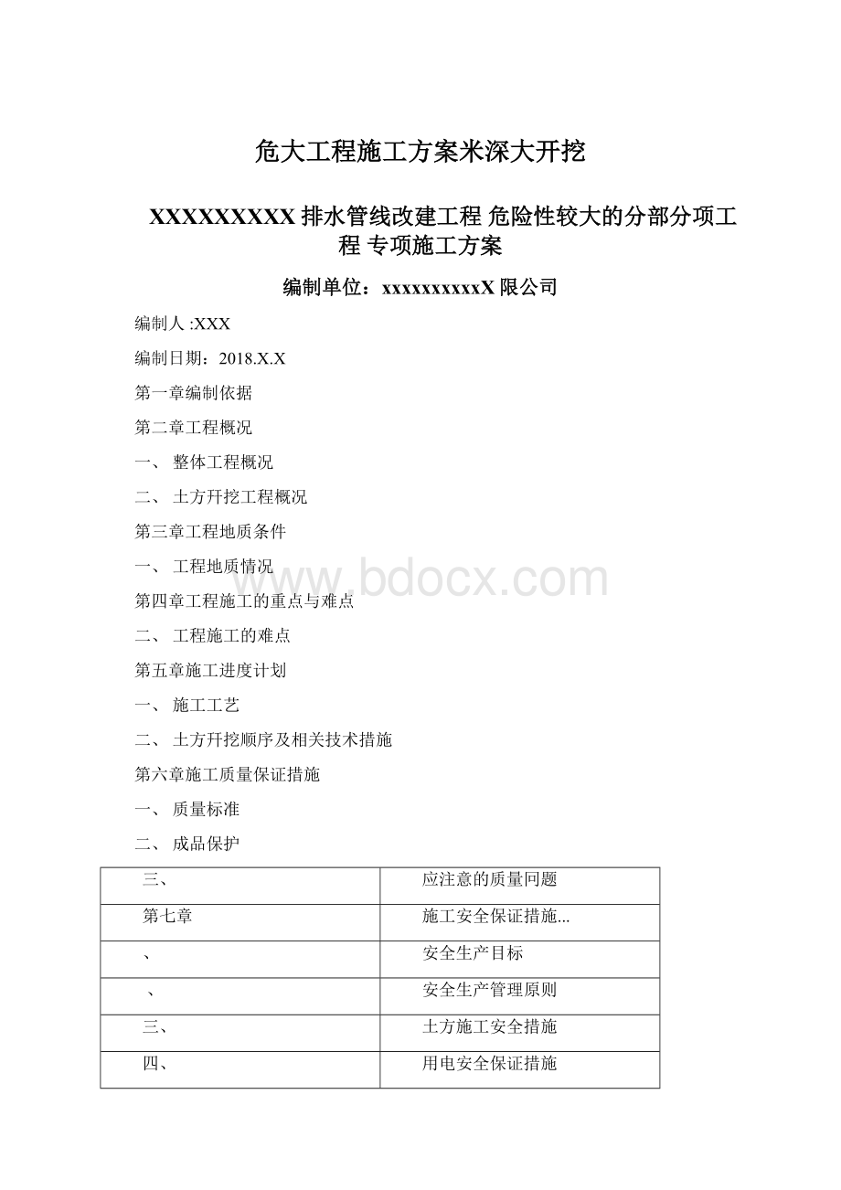 危大工程施工方案米深大开挖.docx