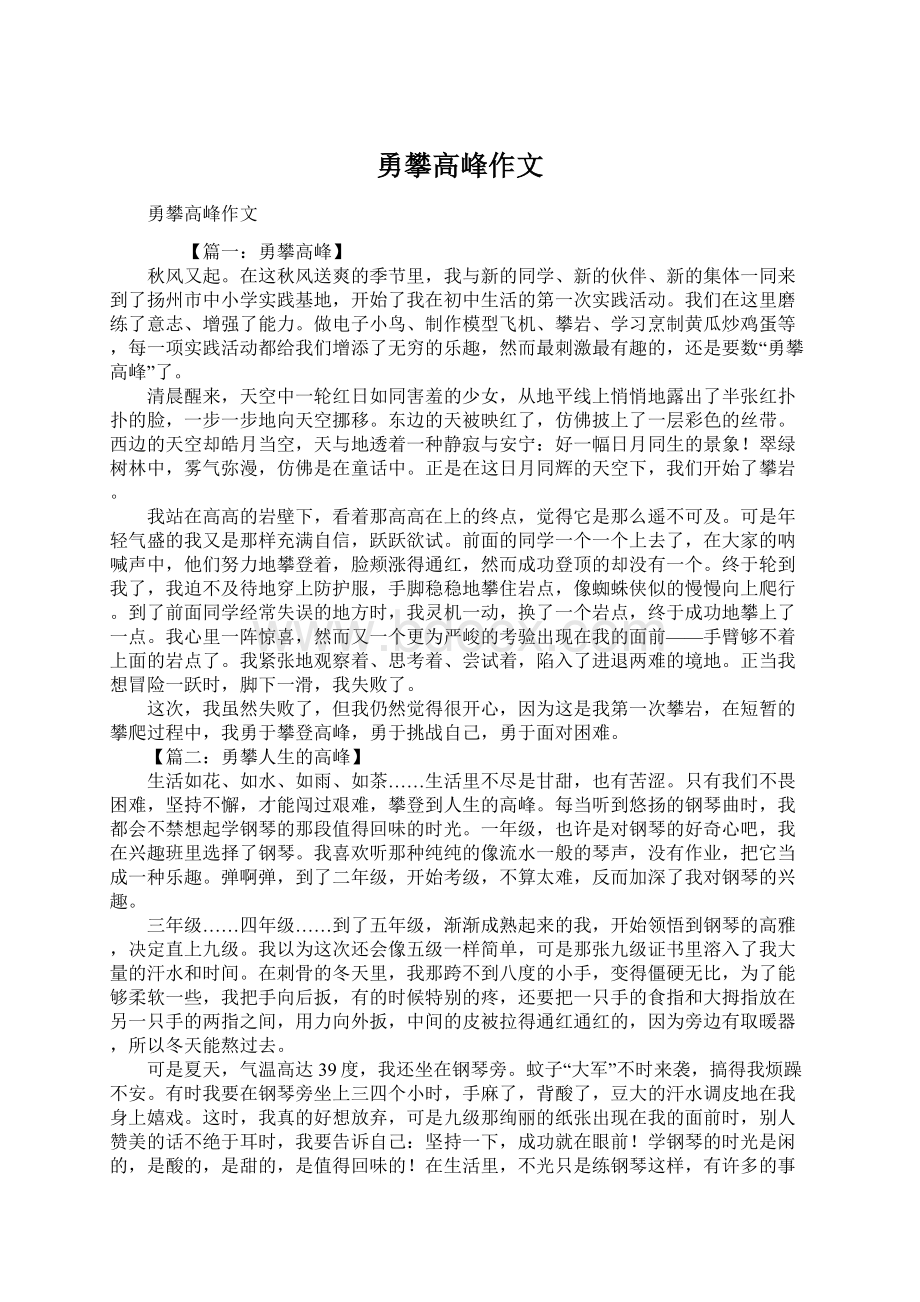 勇攀高峰作文Word下载.docx_第1页