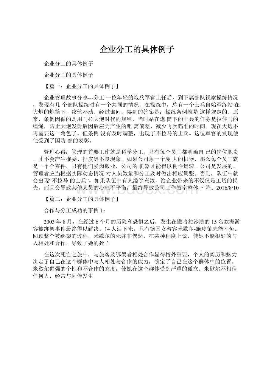 企业分工的具体例子.docx