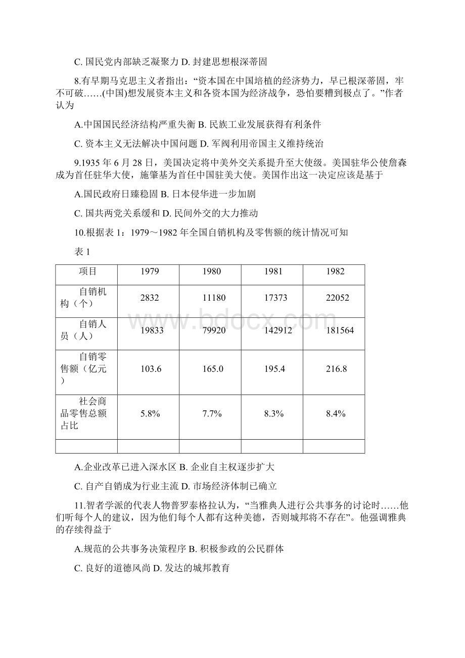 届普通高等学校招生全国统一考试模拟试题江苏卷历史试题 Word版含答案.docx_第3页