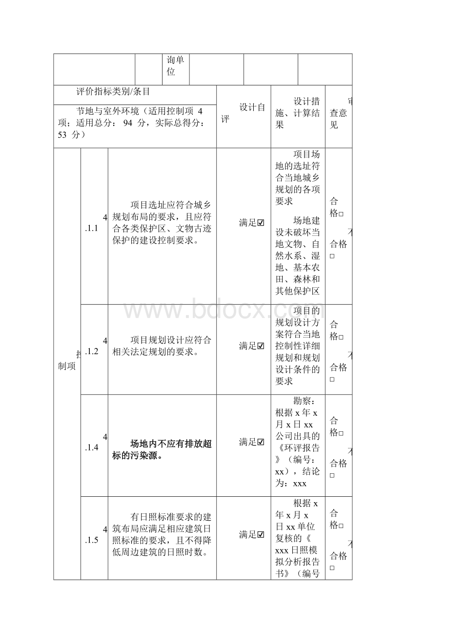 样表郑州市绿色建筑方案设计阶段审查表6附件表格4绿色建筑方案Word文档下载推荐.docx_第2页