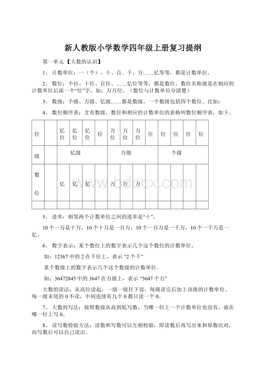 新人教版小学数学四年级上册复习提纲.docx_第1页