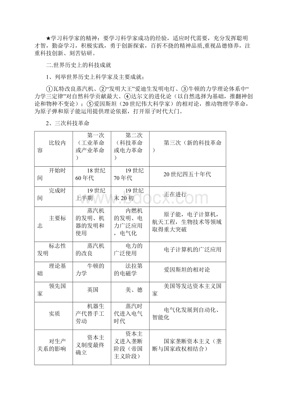 中考历史专题复习提纲专题五 中外历史上的科学家及科技成就Word文档下载推荐.docx_第3页