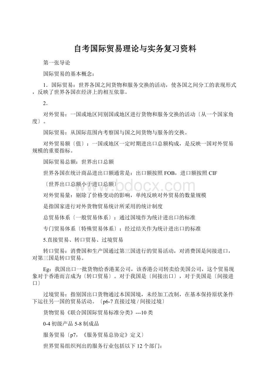 自考国际贸易理论与实务复习资料.docx