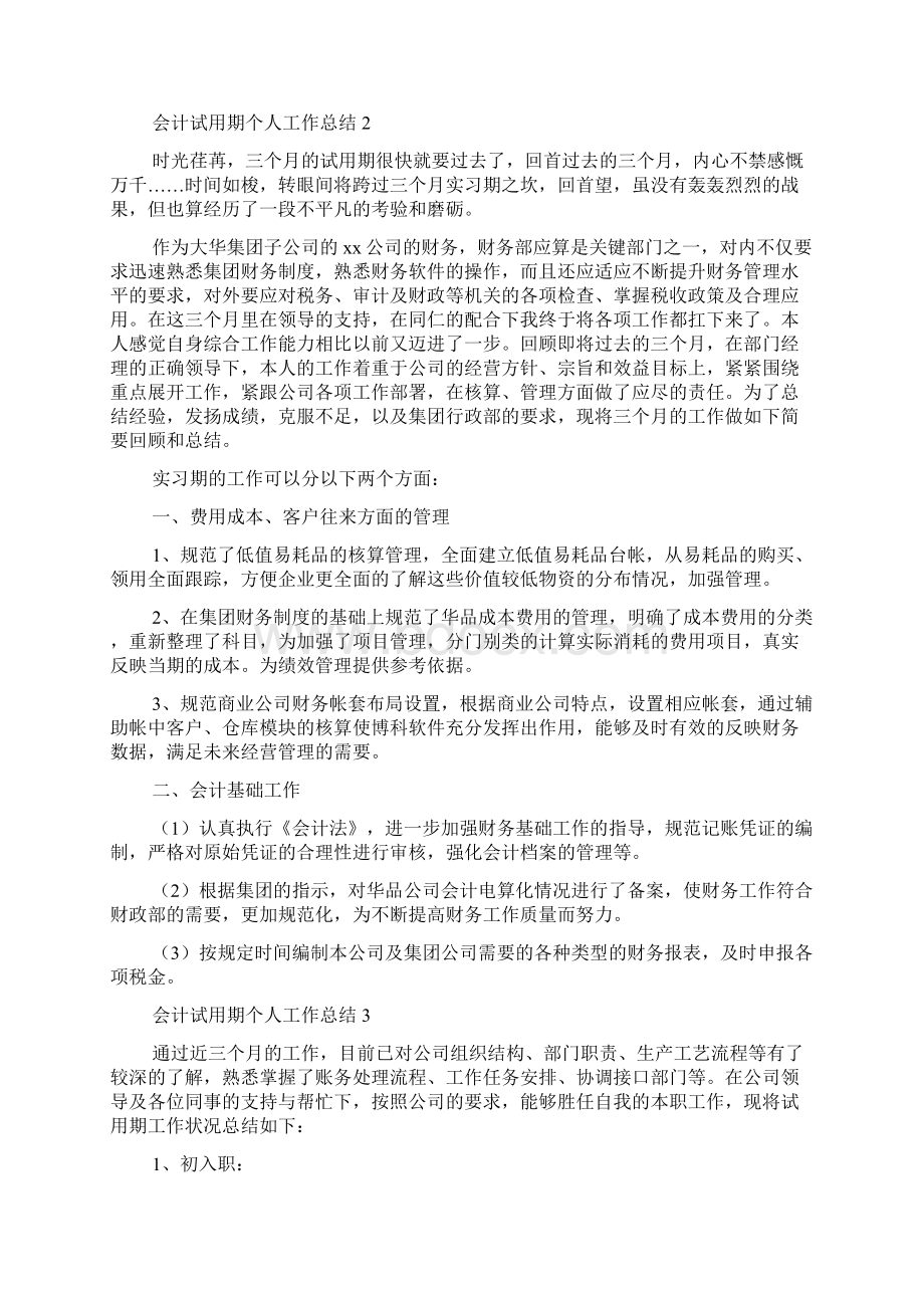 会计试用期个人工作总结大全 会计转正工作总结简短文档格式.docx_第2页