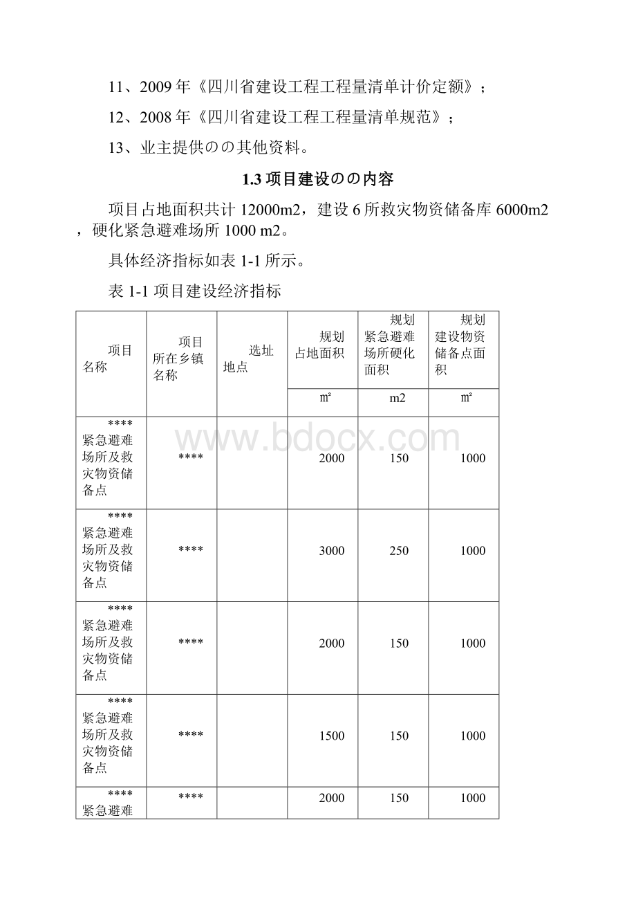 XX县乡镇紧急避难场所及救灾物资储备点建设项目可行性研究报告.docx_第3页