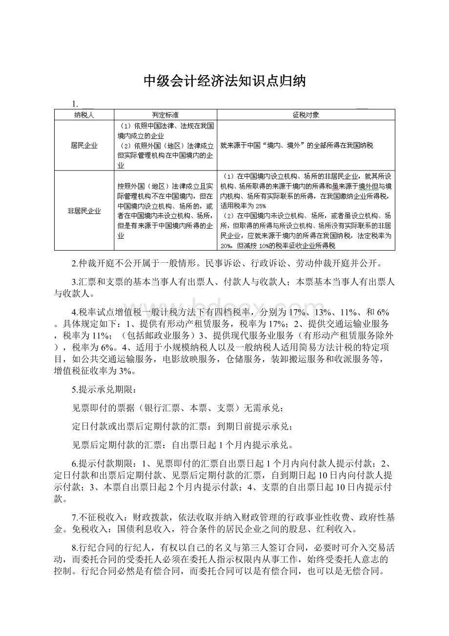 中级会计经济法知识点归纳.docx_第1页