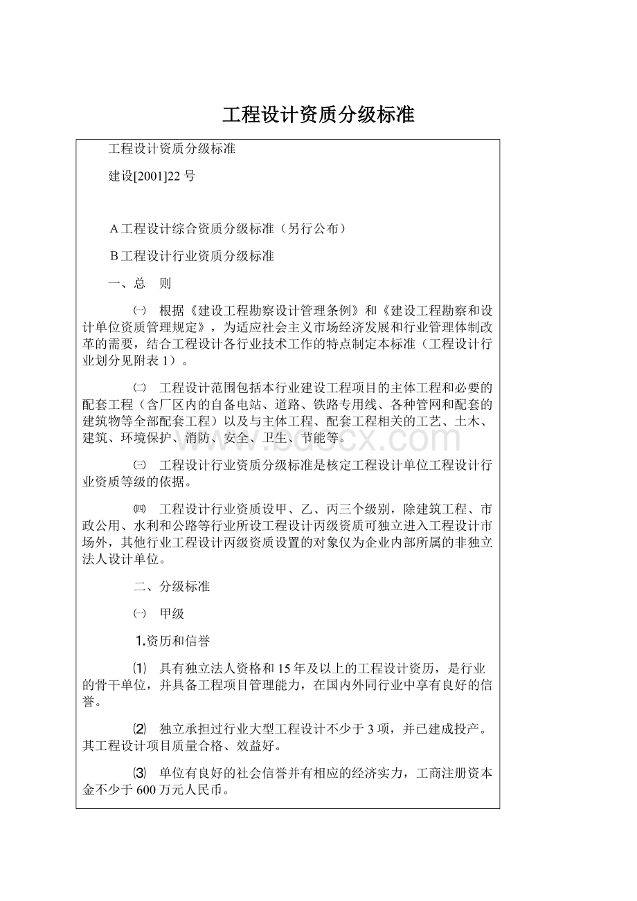 工程设计资质分级标准Word格式.docx