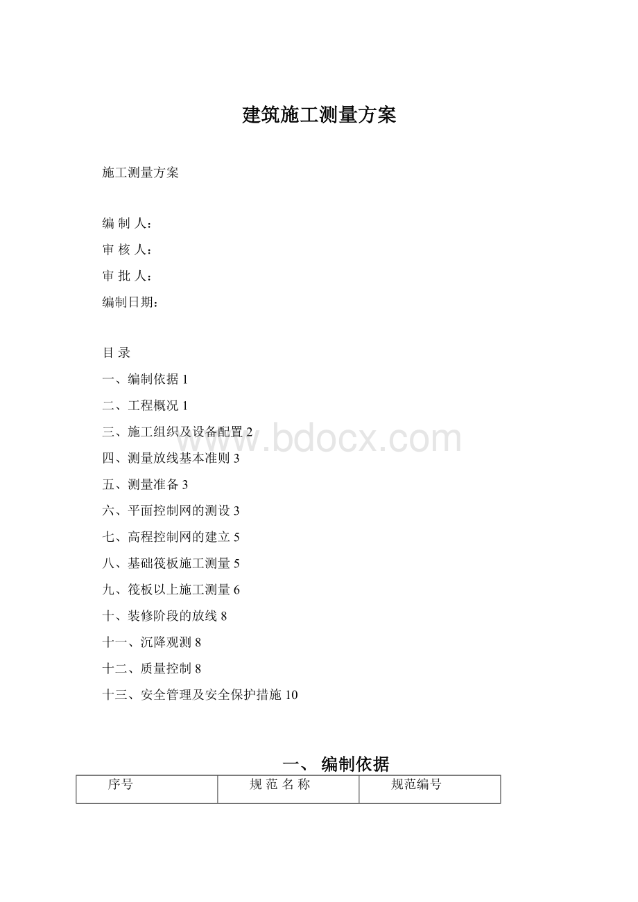 建筑施工测量方案.docx_第1页