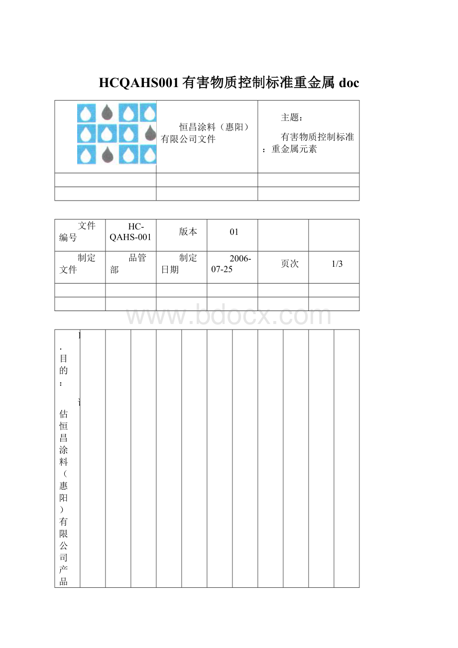 HCQAHS001有害物质控制标准重金属doc.docx