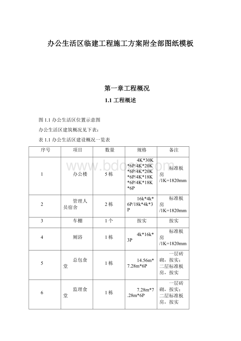 办公生活区临建工程施工方案附全部图纸模板.docx_第1页