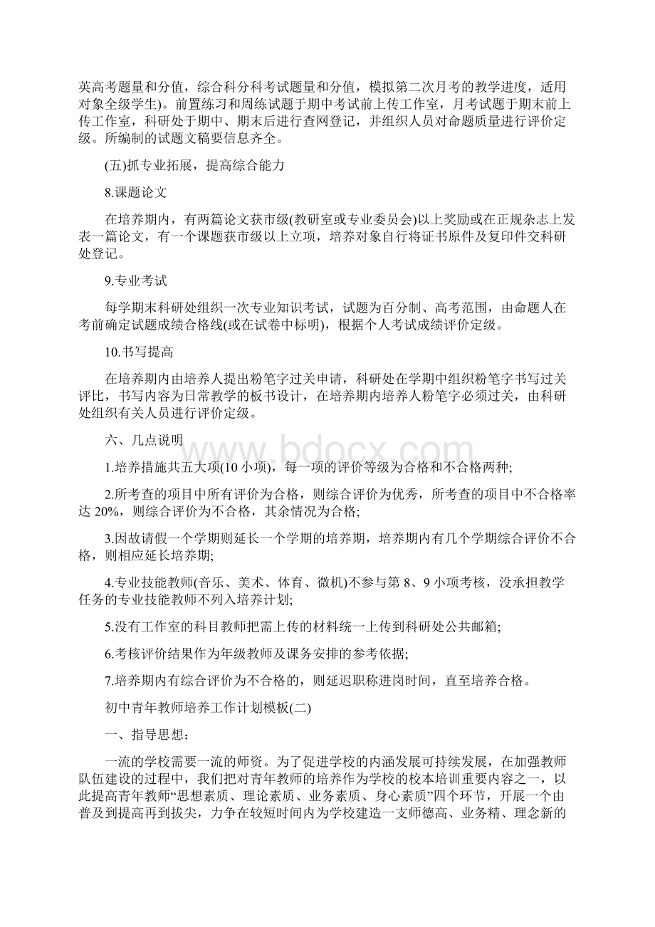 初中青年教师培养工作计划模板五篇.docx_第3页