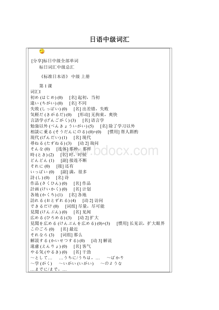 日语中级词汇Word文件下载.docx_第1页