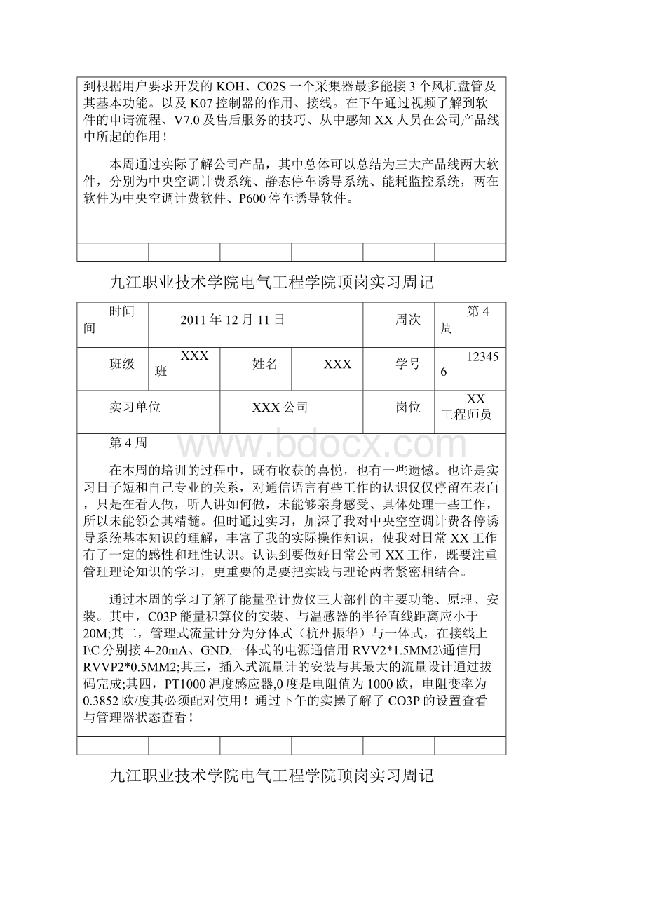 九江职业技术学院 顶岗实习周记20篇Word文件下载.docx_第3页